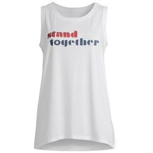 Athletic Works Womens Tank Small 4-6 White New with Tags Stand Together Red Blue